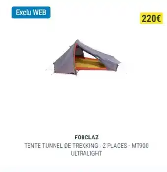 Decathlon Tente tunnel de trekking - 2 places - MT900 Ultralight offre