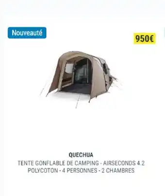 Decathlon Tente Gonflable de camping - airseconfs 4 2 polycoton - 4 personnes - 2 chambres offre