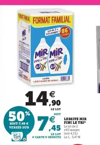 Super U Lessive mir fini le tri* offre