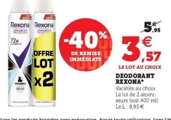 Super U Deodorant rexona* offre
