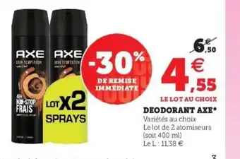 Super U Deodorant Axe* offre