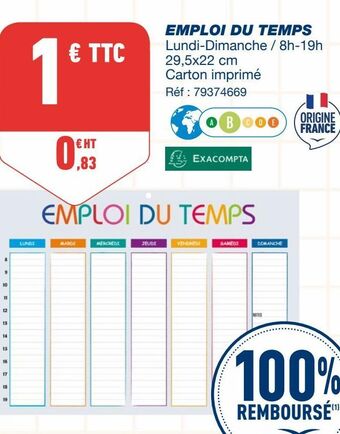 Bureau Vallée Agenda scolaire offre