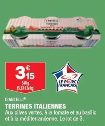 ALDI D'ANTELLI terrines italiennes offre