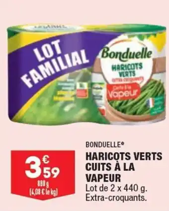 ALDI BONDUELLE haricots verts cuits à la vapeur offre