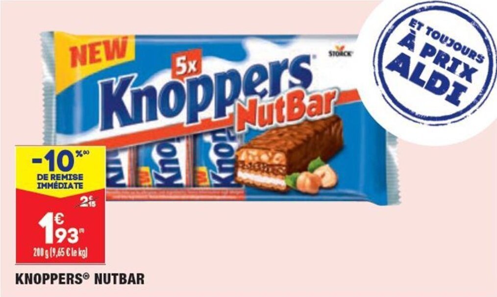 Promo KNOPPERS nutbar chez ALDI