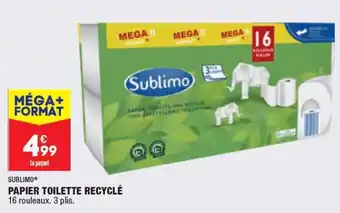 ALDI SUBLIMO papier toilette recyclé offre