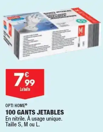 ALDI OPTI HOME 100 gants jetables offre