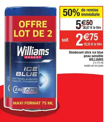 Cora x Carrefour WILLIAMS déodorant stick ice blue peau sensible offre