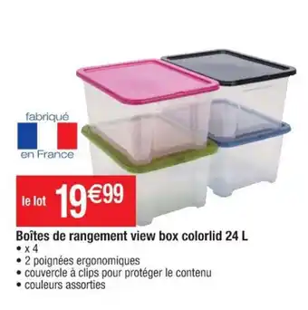 Cora x Carrefour Boîtes de rangement view box colorlid 24 L offre
