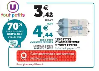 Super U Lingettes classique bebe u tout petits offre