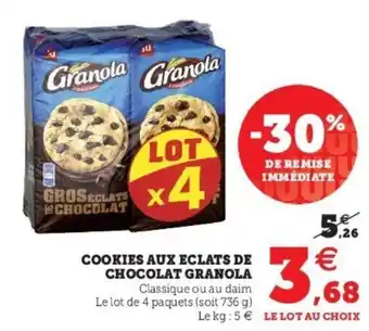 Super U Cookies aux eclats de chocolat granola offre