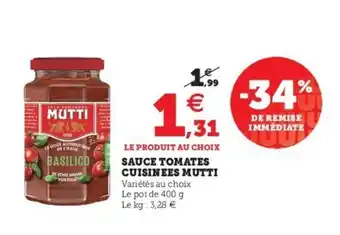 Super U Sauce tomates cuisinees mutti offre