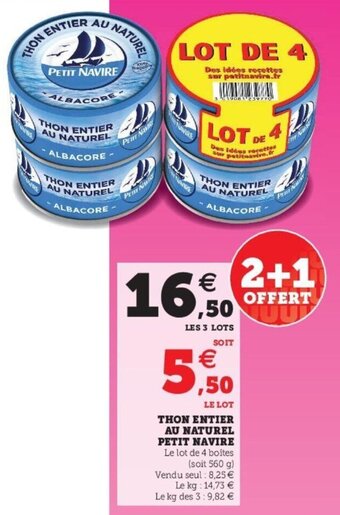 Super U Thon entier au naturel petit navire offre
