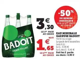 Super U Eau minerale gazeuse badoit offre