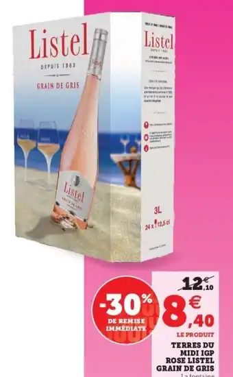 Super U Terres du midi igp rose listel grain de gris offre