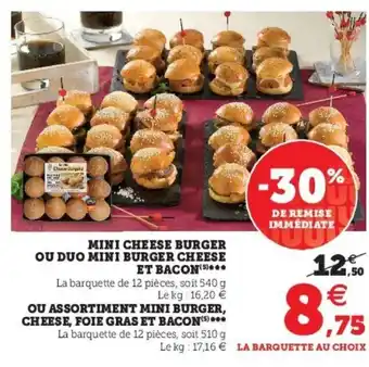 Super U Mini Cheese Burger Ou Duo Mini Burger Cheese Et Bacon offre