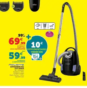 Super U Rowenta Aspirateur Sac City Space offre