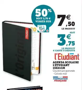 Super U Agenda Scolaire l'Étudiant 15x21cm offre