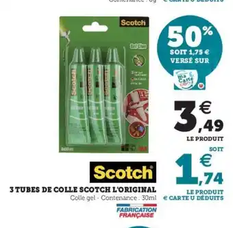 Super U Scotch 3 Tubes de Colle Scotch l'Original offre