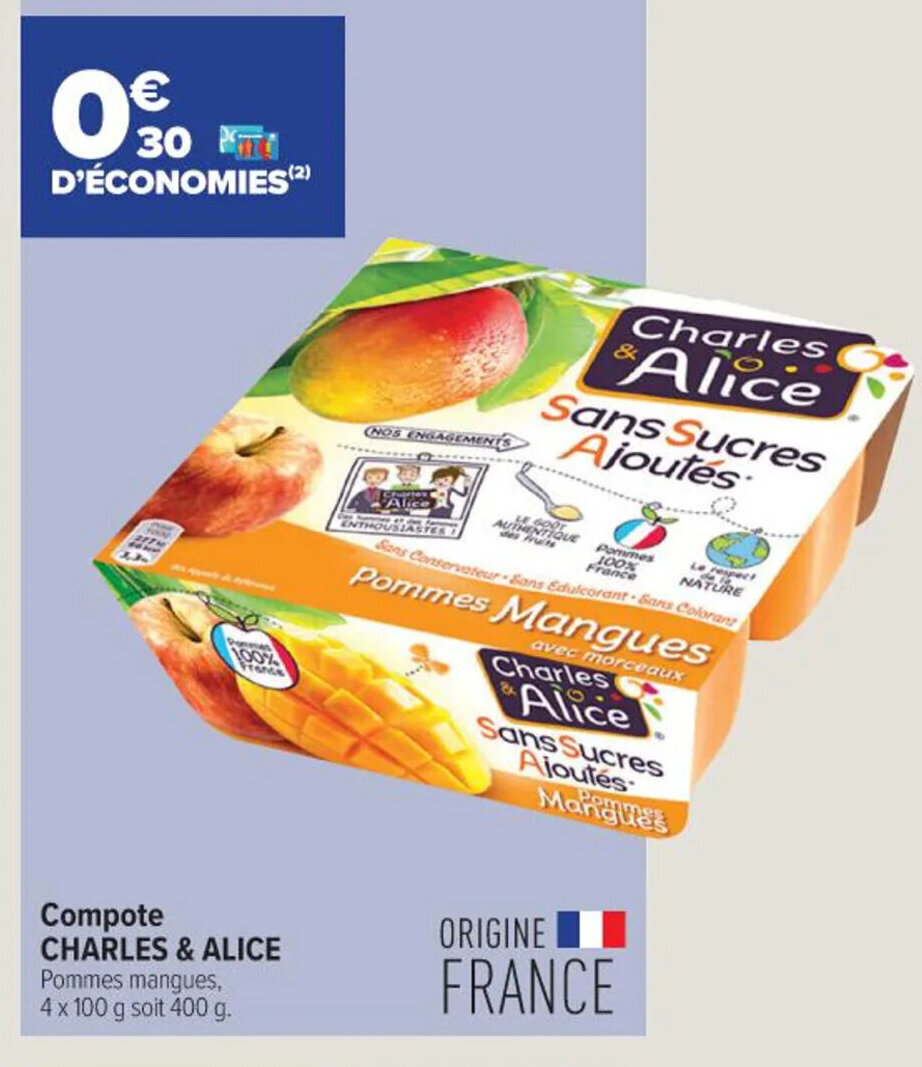 Promo Charles & Alice Compote chez Carrefour Express