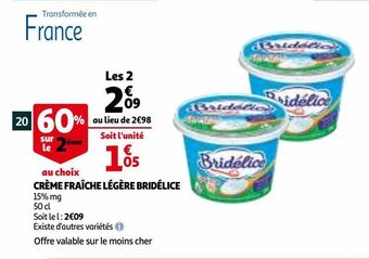 Auchan Crème fraiche legere bridélice offre