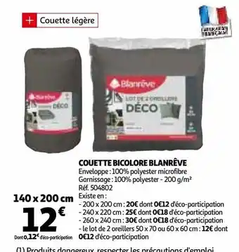 Auchan Couette bicolore blanreve offre