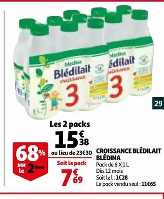 Auchan Lait de croissance bledilait blédina offre