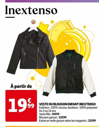 Auchan Veste ou blouson enfant inextenso offre
