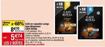 Migros Café en capsules lungo type nespresso café royal offre