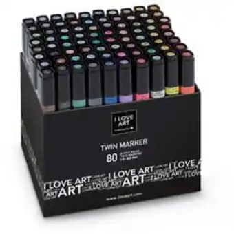Le Géant des Beaux-Arts Coffret de 80 marqueurs twin marker i love art offre
