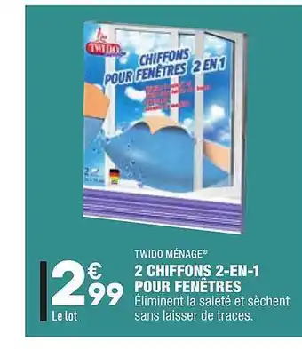 ALDI 2 Chiffons 2-en-1 Pour Fenêtres Twido Ménage offre