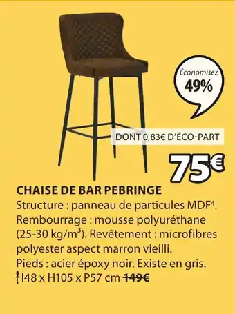 JYSK Chaise de bar pebringe offre