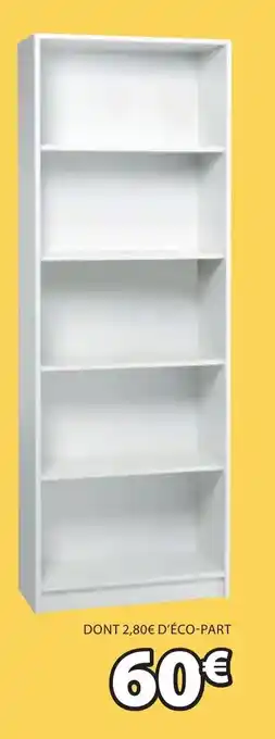 JYSK PETIT PRIX PERMANENT bibliothèque horsens 5 tablettes étroites offre