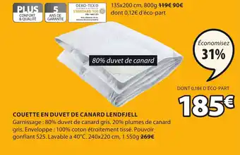 JYSK Couette en duvet de canard lendfjell offre