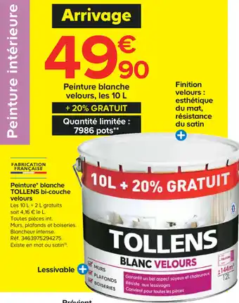 Castorama Peinture blanche velours offre