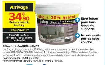 Castorama Beton minéral Resinence mineral Resinence offre