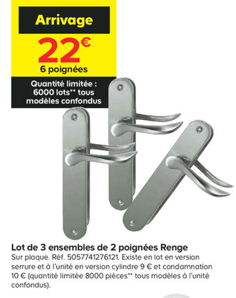 Lot de 3 ensembles de 2 poignées Renge
