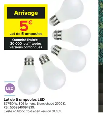 Castorama Lot de 5 ampoules LED offre