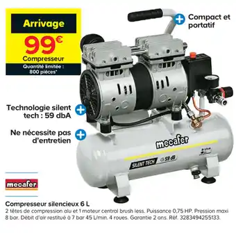 Castorama Compresseur silencieux 6 L offre