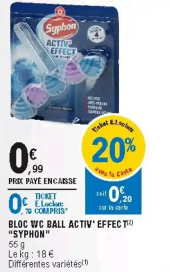 E.Leclerc Bloc Wc Ball Activ Effect Syphon offre