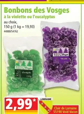 Norma Bonbons de Vosges à La Violette Ou l'Eucalyptus offre