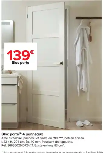 Bloc porte 4 panneaux