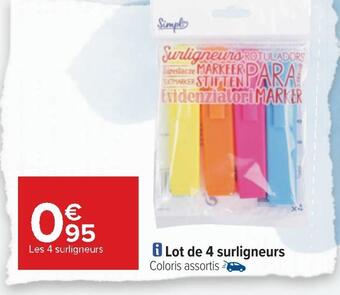 Carrefour Lot de 4 surligneurs offre