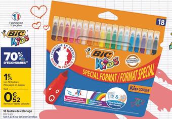 Carrefour Bic 18 feutres de coloriage offre