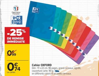 Carrefour Oxford cahier offre