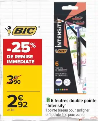 Carrefour Bic 6 feutres double pointe intensity offre