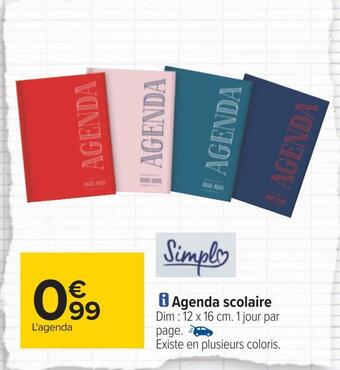 Carrefour Agenda scolaire offre