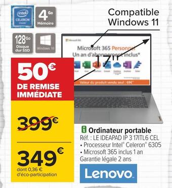 Carrefour Lenovo ordinateur portable offre