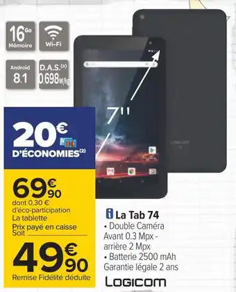 Carrefour Logicom la tab 74 offre
