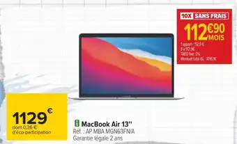 Carrefour Apple macbook air 13'' offre